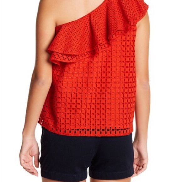 JCrew Ruffle Eyelet One Shoulder Top - Picture 2 of 6
